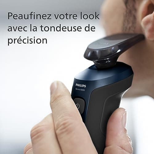 Rasoir Philips Series 5000 - rasoir électrique pour homme Wet & Dry bleu métallisé, avec tondeuse de précision et pochette souple de voyage (modèle S5465/18) - Image 8