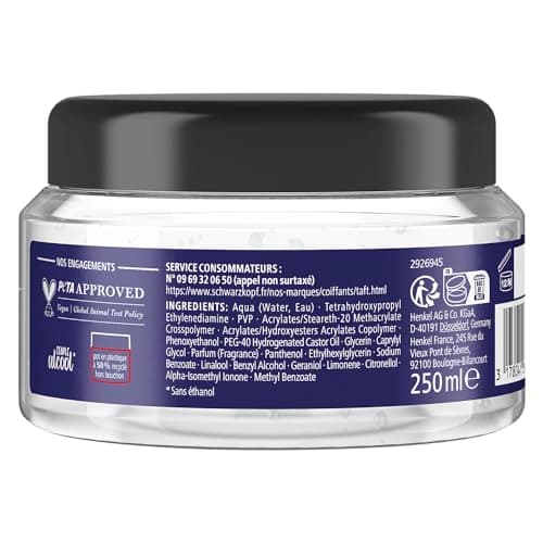 Taft - Schwarzkopf - Styling Gel - Titanium Gel - Moisture Resistance - Strong hold - Gentle on hair - Long lasting hold - No sticky effect - Formula Provitamin B5-250ml - Image 5