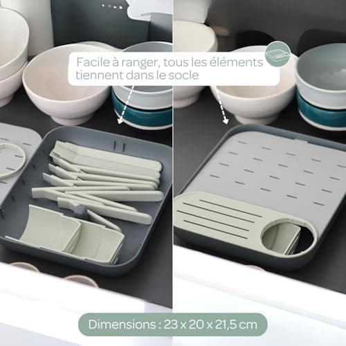 BÉABA, Bottle Drier and Dryer, Large Capacity, Modular, Up to 6 Bottles and Children's Dishes, Accessory Pot, Optimised Flow, Easy to Storage, Compact, Practical, Sage/Mineral - Image 5
