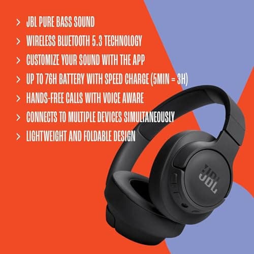 JBL Tune 720BT Wireless Headphones, Lightweight and Comfortable, Bluetooth 5.3, Up to 76 Hours Battery Life, Fast Charging, JBL Pure Bass Sound, Purple - Image 7