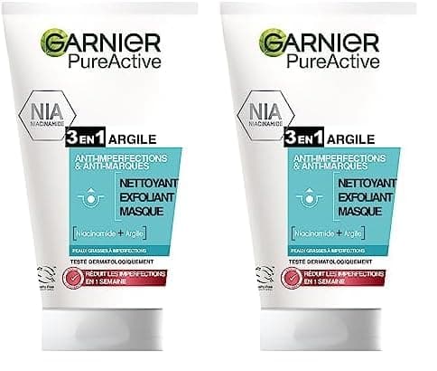GARNIER Pure Active - Nettoyant 3-En-1 Argile - Nettoyant, Exfoliant & Masque - Anti-Imperfections & Anti-Marques - Niacinamide & Argile - Vegan & Cruelty Free - Peaux Mixtes à Grasses - 150 ml - Image 2