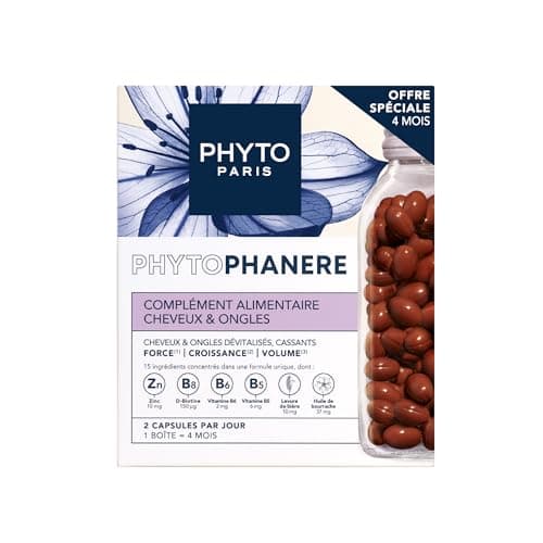 Phyto Paris Phytophanere Food Supplement for Hair and Nails Enriched with Biotin Zinc and Vitamin C Preserves Beauty and Growth Strength, Growth and Volume- 2 x 120 Capsules - Image 2