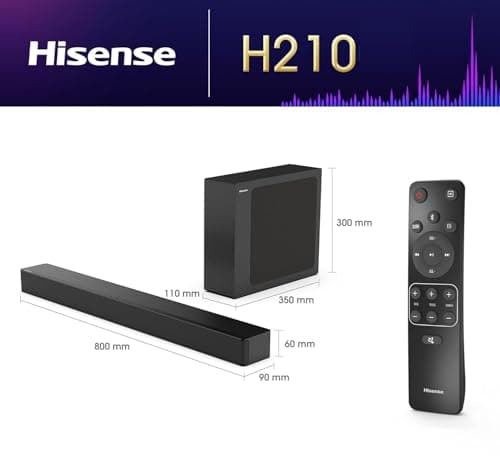 Hisense Barre de Son 2.1 CH 240W H210 - DTS Virtual X, Caisson de Basse sans Fil, HDMI Arc, Bluetooth, Noir - Image 3