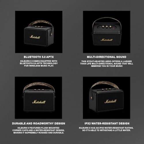 Marshall Kilburn II Enceinte Bluetooth Portatif - Noir et Laiton - Image 4