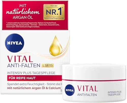 NIVEA VITAL Soin de jour anti-rides Intensiv Plus SPF 15, soin du visage pour peaux matures à l'huile d'argan naturelle et au calcium, crème de jour avec SPF pour une hydratation intense (50 ml) - Image 2