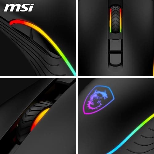 MSI Forge GM300 7-Button Optical Mouse with Scroll Wheel, 1000/1600/3200/6400 dpi, 10M+ Click Lifespan Switches, Dragon RGB LED Light Effects and Braided Cable - Image 9