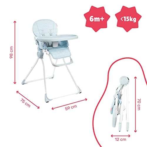 Badabulle Ultra Compact Baby High Chair - Folding Chair, Adjustable Backrest and Shelf - From 6 Months - Image 3