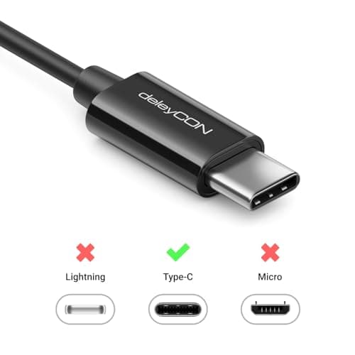 deleyCON 0.15m USB-C to 3.5mm Jack Short AUX Audio Cable Compatible with Apple Samsung Google Huawei Xiaomi Smartphone Tablet Car Headphone Jack Plug - Black - Image 5