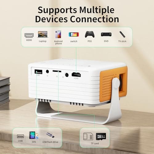 YOTON Mini Projector, Video Projector 1080P Full HD Supported, 200ANSI, 50% Zoom, 2025 Upgraded Portable Projector Compatible with HDMI USB iOS Android Firestick PS5 - Image 7