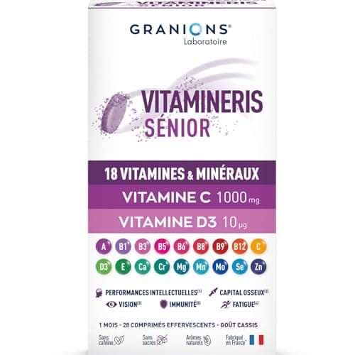 Granions Vitamineris Senior 1000mg - 28 Effervescent Tablets = 1 Month - Special for 50 Years and Above - Cognitive Functions - Immunity - 20 Vitamins, Minerals and Active - Made in France - Image 3