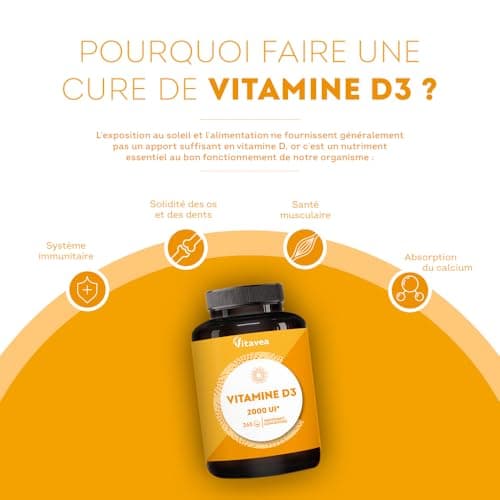 Vitamin D3-2000 IU - Natural defenses, immunity - High dosage - 1 year - Made in France Vitavea - Image 5