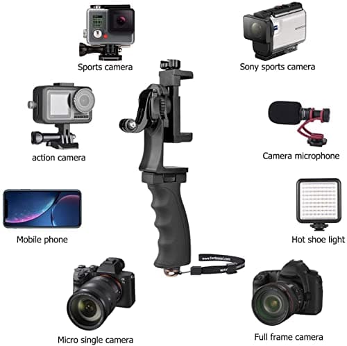 2 in 1 Ergonomic Hand Grip Stabilizer Smartephone Sports Camera Stand Kit Portable Handle for Youtube Tiktok Travel Video Vlog Compatible with Gopro iPhone - Micro/Video LED Light Adaptable - Image 7