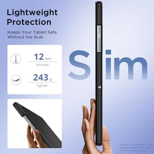 EasyAcc Case for Samsung Galaxy Tab A11+ Plus 2025 / A9+ 11 Inch 2023, Ultra Slim PU Leather Protective Case with Auto Wake/Sleep Function - Black - Image 6