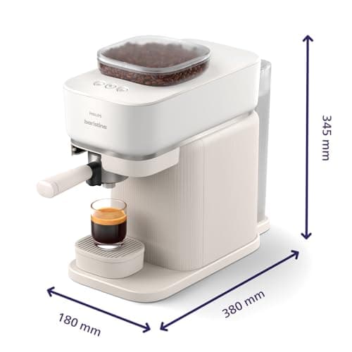 Philips Baristina Espresso Machine, Milk Frother Included, Real Espresso, Made Easy, 16 Bar Pressure, Built-in Grinder, White Machine with White Filter Holder (BAR303/00) - Image 4