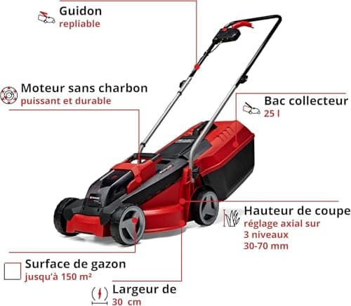 Einhell GE-CM 18/30 Li Cordless Lawnmower Power X-Change Kit (18 V, Cutting Width 30 cm, Recommended Area 150 m²) Comes with 3.0 Ah Battery and Charger - Image 4