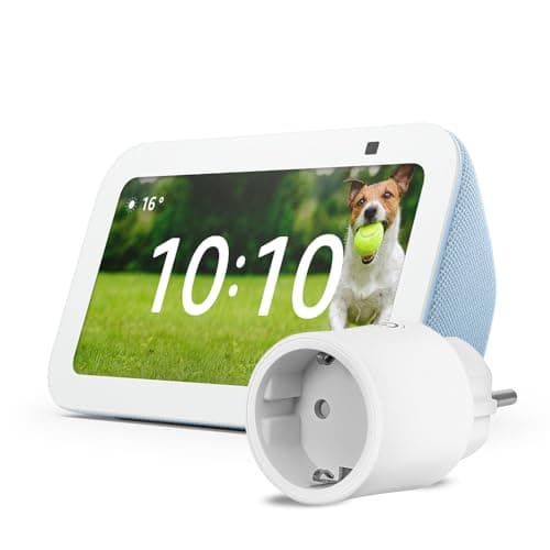 Echo Show 5 (Nouvelle génération) | Bleu-gris + OSRAM SMART+ Prise intelligente avec Matter, Fonctionne avec Alexa - Kit de démarrage Maison connectée - Image 2