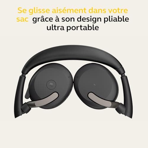Jabra Evolve2 65 Flex, Casque Bluetooth sans Fil, avec Technologie à réduction de Bruit ClearVoice et ANC Hybride, Design Léger, Adaptateur USB-C, 20h Autonomie, Certifié MS Teams, Noir - Image 7