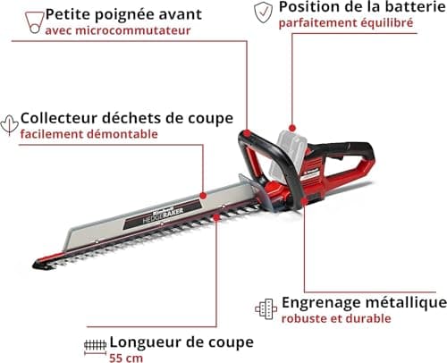 Einhell ARCURRA 18/55 Cordless Hedge Trimmer - Solo Power-X-Change (18V, Cutting Length 55cm, Trimmer Collector) Delivered without Battery or Charger - Image 4