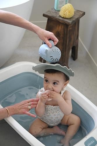 BÉABA, 2 in 1 Baby Head Rinse, Bath/Shower Watering Can, Bath Games, Hair Rinse and Bath Water Games, 2 Types of Hair, Removable Lid, Silicone, Pebble - Image 5