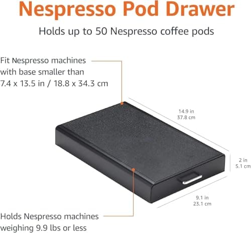 Amazon Basics Nespresso Moose Storage with 1 Drawer - 50 Capacity Capsules, Black - Image 4