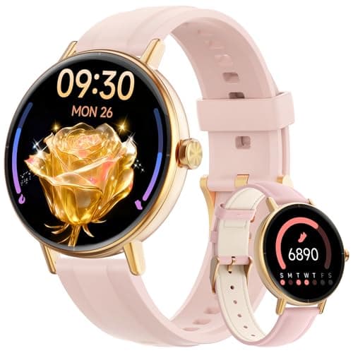 Women's Smart Watch for Samsung, iPhone, Android, 1.27 Inch Women's Smart Watch with Bluetooth Call, Voice of AI, Heart Rate Monitor, Sleep, SpO2, Waterproof IP68, 110+ Sports Modes - Pink - Image 2