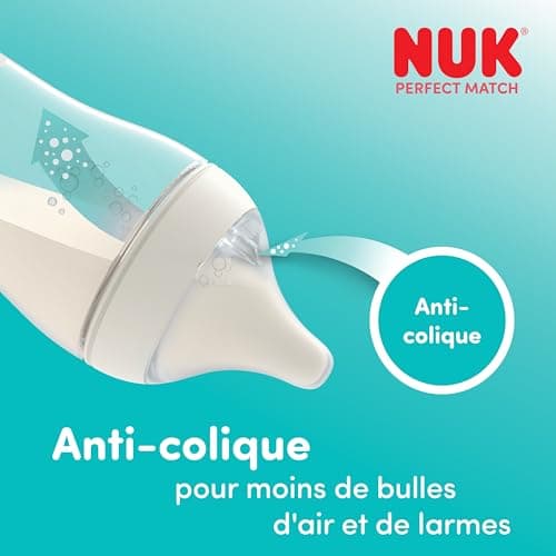 NUK Perfect Match Perfect Start Ensemble de biberons | 0-6 mois | 4 biberons anti-coliques (150 ml, 260 ml), 2 tétines, 1 sucette Perfect Match Air, 1 goupillon | Arc-en-ciel | Lot de 8 - Image 8