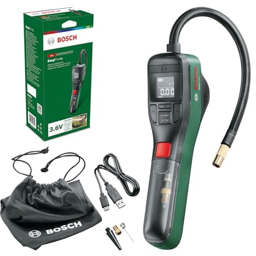 Bosch pompe à vélo pompe à air mini-compresseur électrique EasyPump (batterie 3,0 Ah, 3,6 V, fonction Autostop, 150 PSI, 10,3 bar, LED, rechargeable via câble USB-C, dans boîte carton) - Image 2