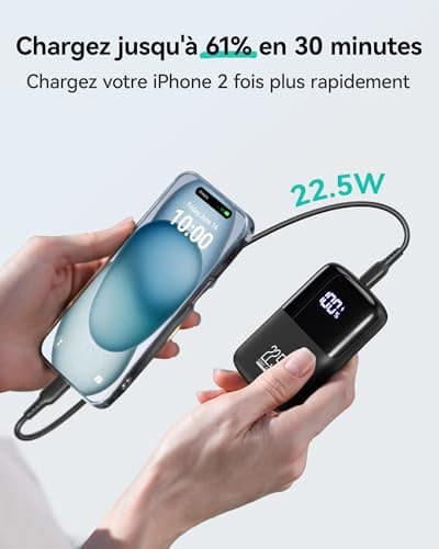 INIU External Battery, Mini 10000mAh 22.5W Power Bank Quick Charge Portable Charger, USB C Out & Input Powerbank with Stand for iPhone 17 16 15 14 13 Pro Max Plus Samsung S23 S22 AirPods iPad - Image 4