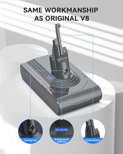 Morpilot 8000mAh Battery for Dyson V8 SV10, Compatible with Dyson SV25 Absolute Animal Motorhead Slim Parquet Fluffy Cordless Vacuum with 2 Washable Filters, 21.6V - Image 7