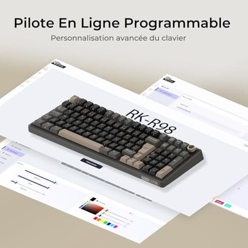 RK ROYAL KLUDGE R98 Pro Wired Mechanical Keyboard, Gamer Keyboard, 96% AZERTY Gaming Keyboard, RGB Backlight, PBT Keys, Gasket Structure, Volume Wheel, Hot Swap Switch Creamy Linear Pre-Lubricated - Image 8