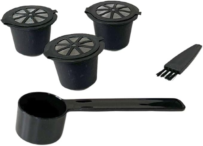 Fackelmann 42235 Set of Reusable Nespresso Capsules, Pods and Accessories for Coffee Machines, Black Plastic, 3.8 x 2.8 cm - Image 1