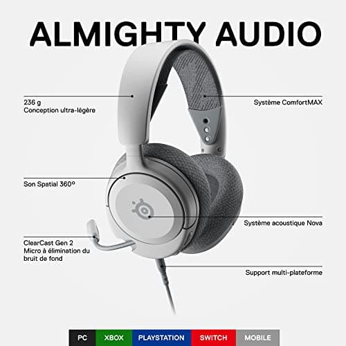 SteelSeries Arctis Nova 1 Multi-System Gaming Headset — Hi-Fi with Drivers — 360° Space Sound — Memory Foam Ear Pads — Noise Cancelling Microphone — PC, PS5, PS4, Switch, Xbox - White - Image 4