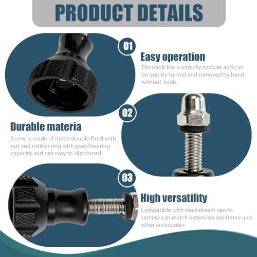 3 Pack Aluminum Sports Camera Screws, Aluminum Alloy Screw and Key Compatible with GoPro Hero and Other Action Cameras (Black) - Image 4