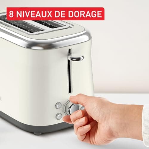 Tefal Collection, Toaster 2 Slots, Retro Stainless Steel Design, Raised Lever, 8 Levels of Gilding, TT720AE0 - Image 7