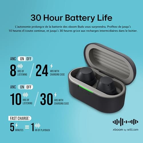 LG, xboom Buds, Wireless Bluetooth Headphones, Bluetooth Headphones, Noise Cancelling, Wireless Headphones, Sports Bluetooth Headphones, In-Ear Earphones, Black - Image 7