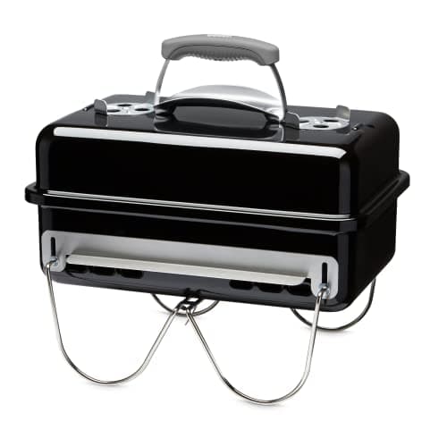 Weber Go‑Anywhere Portable Charcoal BBQ Barbecue with Folding Legs, Compact Design for Camping and Picnics, Durable Coating, Airflow Control, Cooking Surface 42 x 26 cm, Black - Image 2