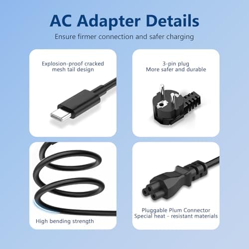 YBXYJQT 65W USB C Fast Charger Compatible with Lenovo Thinkpad X1 Carbon, T14, T15, T480, T490, T580, T590, E480, E490,Chromebook C330, S330, 100e, 300e, 500e,Yoga 720,910,920 Portable Adapter - Image 5