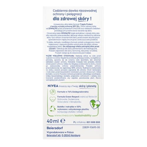 NIVEA SUN Triple Protect Light Sun Fluid SPF50+, Anti-UV, Blue and Pollution Face Sunscreen - Image 4
