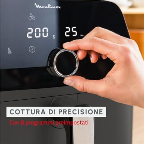 Moulinex Easy Fry Mega Air Fryer, Extra Large 7.5L Capacity, Up to 8 People, 8 Preset Programs, Compact Size, Application with Recipes, Dishwasher Safe, EZ855H, Black - Image 6