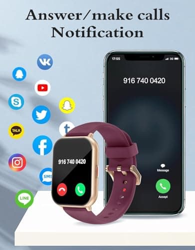 RUIMEN Women's Smart Watch Bluetooth Call Multiple Sports Modes Smart Notifications Menstrual Cycle Monitoring Music Control Personalized Watch Dial Purple - Image 4