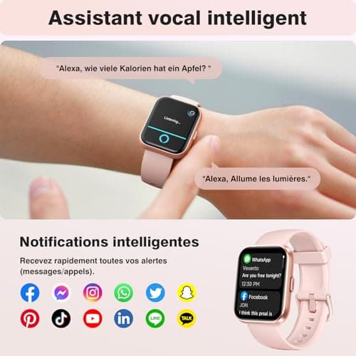 Women's Smart Watch for Samsung, iPhone, Android, 1.8 Inch Smartwatch with Bluetooth Call, AI Voice, Built-in Alexa, Smartwatch Monitor, Calories, IP68 Smart Watch, Pedometer - Image 4