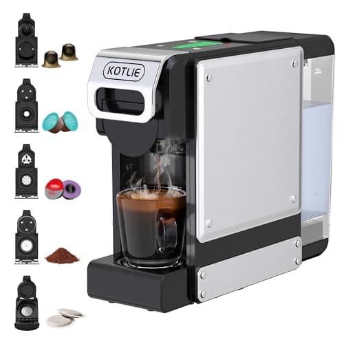 5 in 1 Multi-Function Capsule Coffee Machine for Nespresso Original/for Dolce Gusto/A MODO MIO/ESE (44mm) and Pre-ground Coffee, 7 Water Flow Settings (ST-550) - Image 2