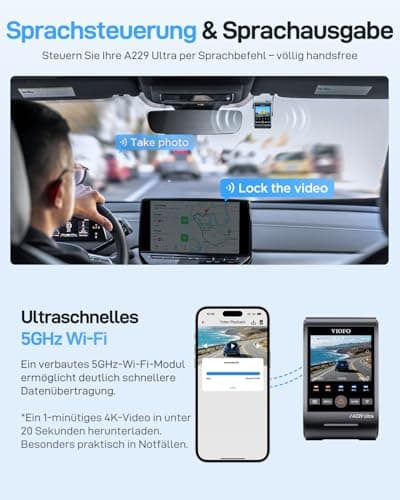 VIOFO A229 Ultra 2CH Dual 4K Dash Cam Front Rear Dual Starvis Sensor 2 IMX678 Sensors & Dual 4K HDR Car Camera, 5GHz WiFi & GPS Mobile Monitoring, Voice Control, Vision - Image 7