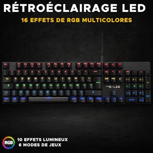 The G-Lab Keyz Carbon Ex Mechanical Azerty Switch Keyboard Blue – RGB LED Backlit Gaming Keyboard, Total Anti-Ghosting, 12 Multimedia Keys – PC/PS5/Xbox – New (Keyz Carbon Ex) - Image 5