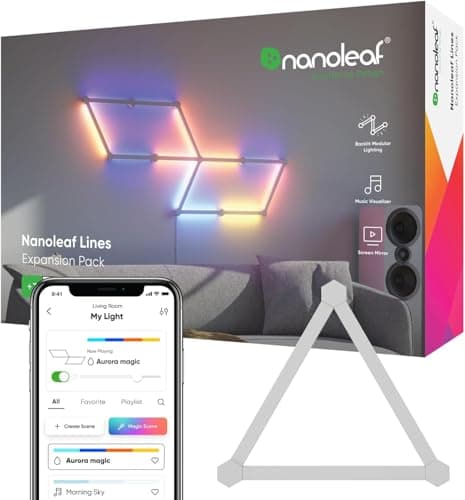 Nanoleaf Lines 60 Degrés Pack d'Extension, 3 Barres Lumineuses LED RGBW Connectées - Appliques Murales Luminaires Intérieur Modulaires Wi-Fi 16M Couleurs, Compatible Alexa, pour Salon Chambre Gaming - Image 5