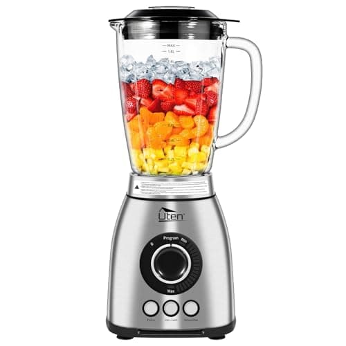 Uten Blender à Smoothie 2 L, Mixeur de Cuisine 1800 W, Glace Pilée, Smoothie, Impulsion et 18 Vitesses, Bocal en Verre, Boîtier en Acier Inoxydable, Lame à 6, Grains de Café Moulus - Image 2