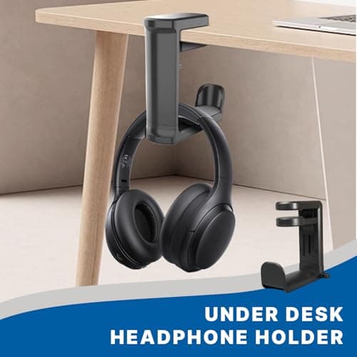 360° Rotating Headset Holder with Integrated Cable Clip for Office, Black, Universal Headphone Holder for Gaming and Audio Headsets Compatible with Sony, Beats, Sennheiser, HyperX and Others - Image 8