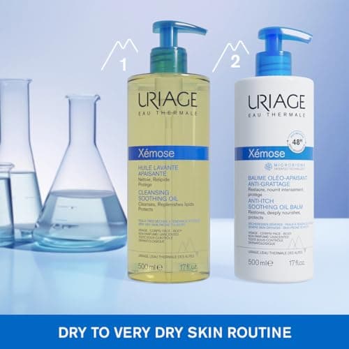 Uriage Xemose Huile Lavante Peau Sèche à Tendance Atopique - Nettoie et Apaise les Démangeaisons - Moussant et Nourrissant - Visage & Corps - Non parfumée - Sans Savon - pH physiologique - 500ml - Image 5