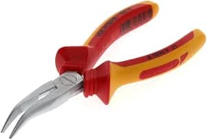 GEDORE Semi-round nose pliers, Electronic, Long nose, Ribbed angled, Induction hardened, Length 200 mm, VDE 8132-200 H