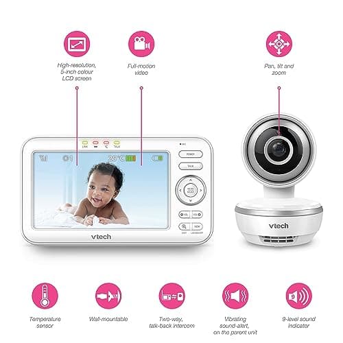 Vtech Indoor Vision XXL BM4550 Video Baby Monitor 720p Extra Large Screen French Version 1 Unit (Pack of 1) - Image 3
